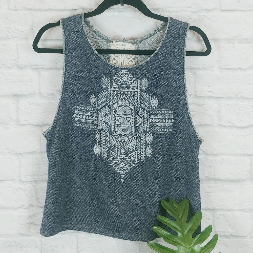 i.JOAH Boho Sleeveless French Terry Knit Tank Tee